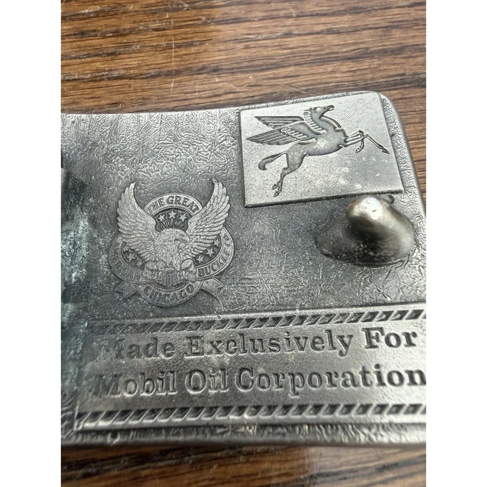 Vintage Mobil Safe Years Pegasus Belt Buckle Limited Edition Mobil‎ Oil